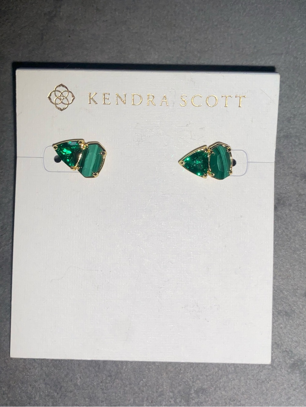 Kendra Scott Tatum Gold Stud Earrings w/Green Mixed